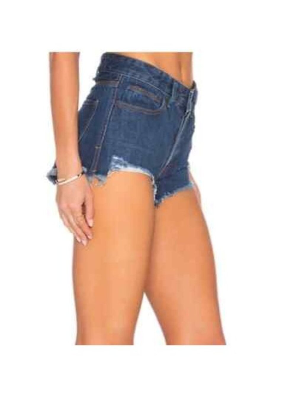 Free People Distressed Fringe Denim Jean Shorts 31| Boho Grunge Indie Sleaze Y2K - Picture 5 of 16